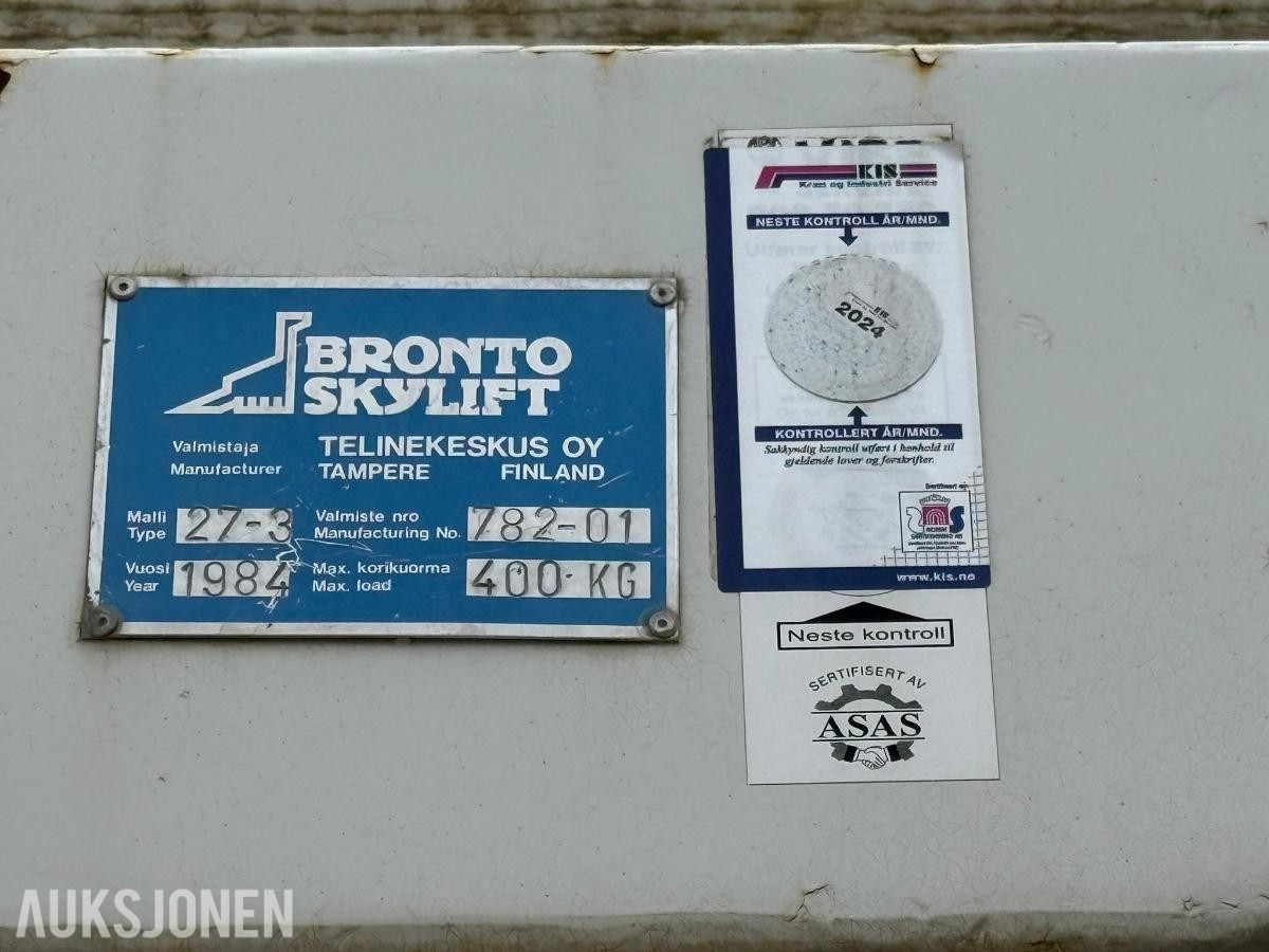 1984 Volvo F7 4X2 latsebil 39912km m/ Bronto Skylift 27-3