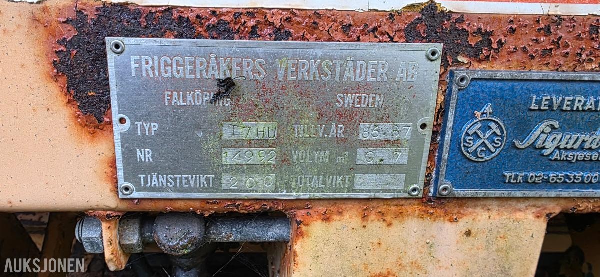 1986 Falköping T7HU Sandspreder vogn. Rep. Objekt.