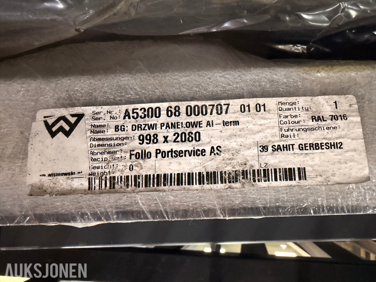 9 stk WIŚNIOWSKI ståldører - ECO BASIC - EI30/EI60