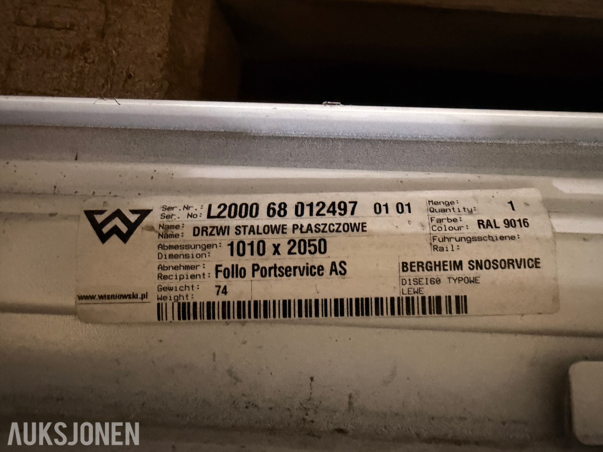 9 stk WIŚNIOWSKI ståldører - ECO BASIC - EI30/EI60