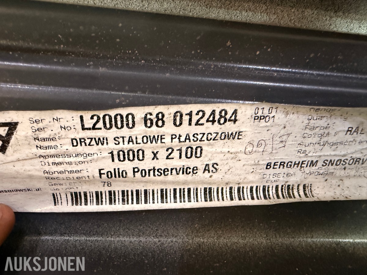 9 stk WIŚNIOWSKI ståldører - ECO BASIC - EI30/EI60