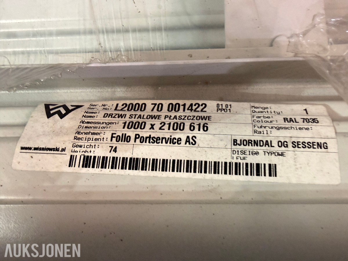9 stk WIŚNIOWSKI ståldører - ECO BASIC - EI30/EI60