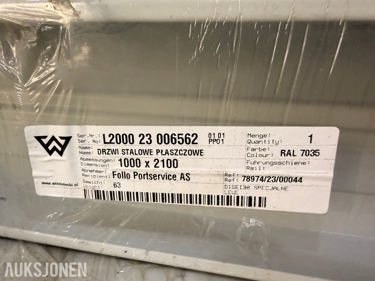 9 stk WIŚNIOWSKI ståldører - ECO BASIC - EI30/EI60