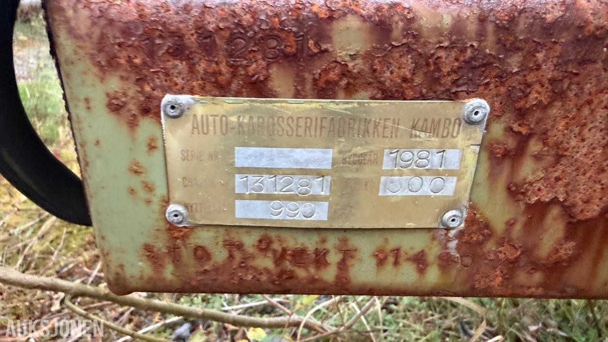 1981 Vann tanktilhenger m/ 990 liter