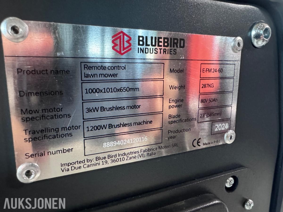 Bluebird E-FM 24-60 fjernstyrt beitepusser – elektrisk – demomaskin – ny garanti
