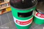 Tøffe Castrol tønne stoler,bord og søppletønne oljefat 