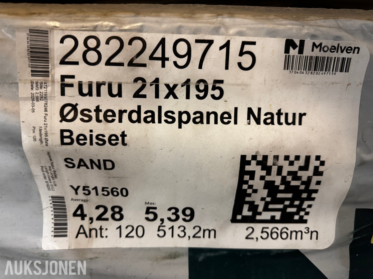 1 pakke Østerdalspanel natur beiset sand 21x195 mm