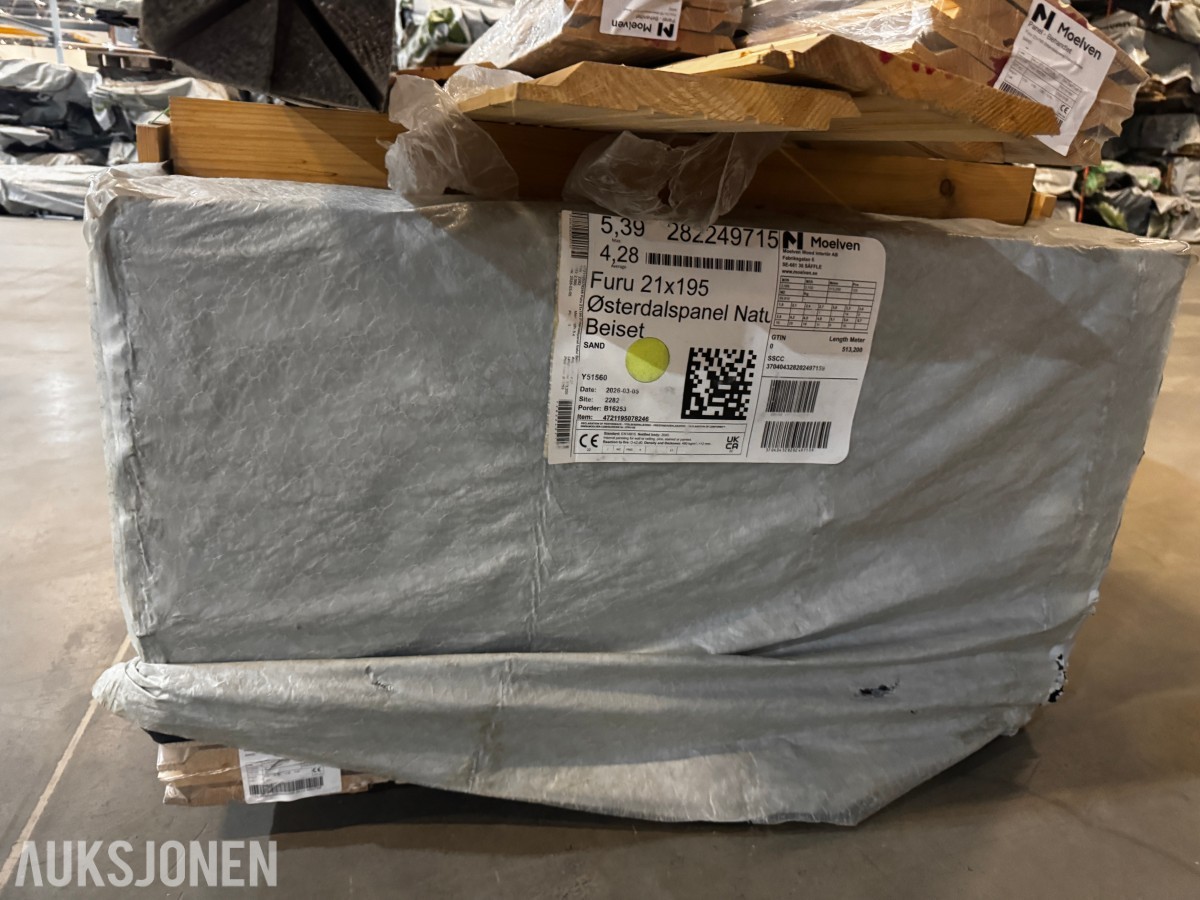 1 pakke Østerdalspanel natur beiset sand 21x195 mm