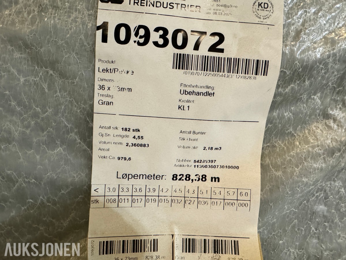 1 pakke lekt/rekke 36x73 mm