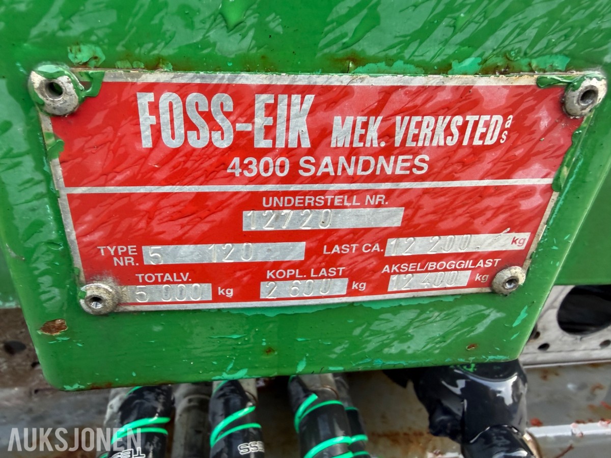 2007 Foss-Eik dumperhenger, 19 000 kg totalvekt, kulekobling