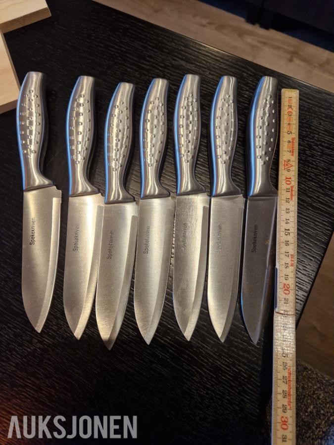150 stk spekekniver med 45 stk spekefjøler -  Stål og tre