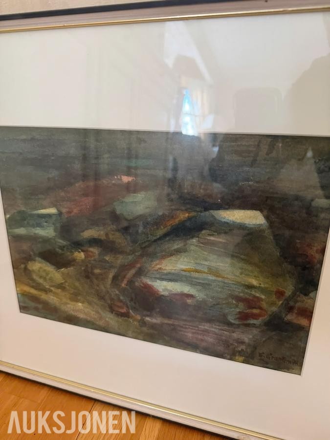 1977 Maleri Einar Granum, 42x52 cm