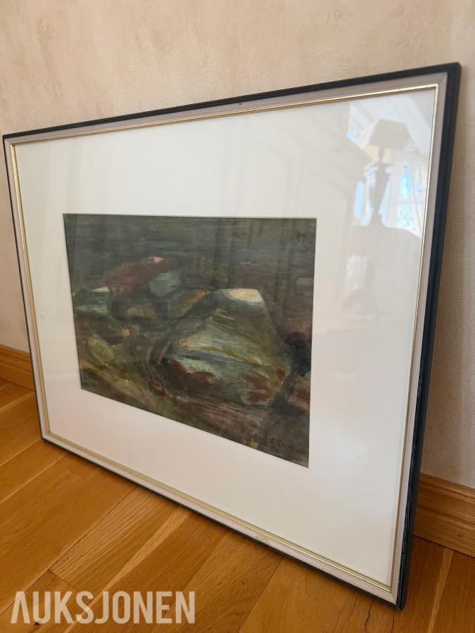 1977 Maleri Einar Granum, 42x52 cm