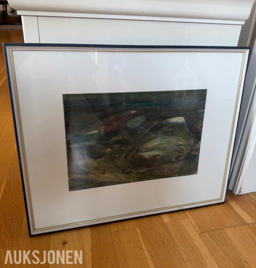 1977 Maleri Einar Granum, 42x52 cm