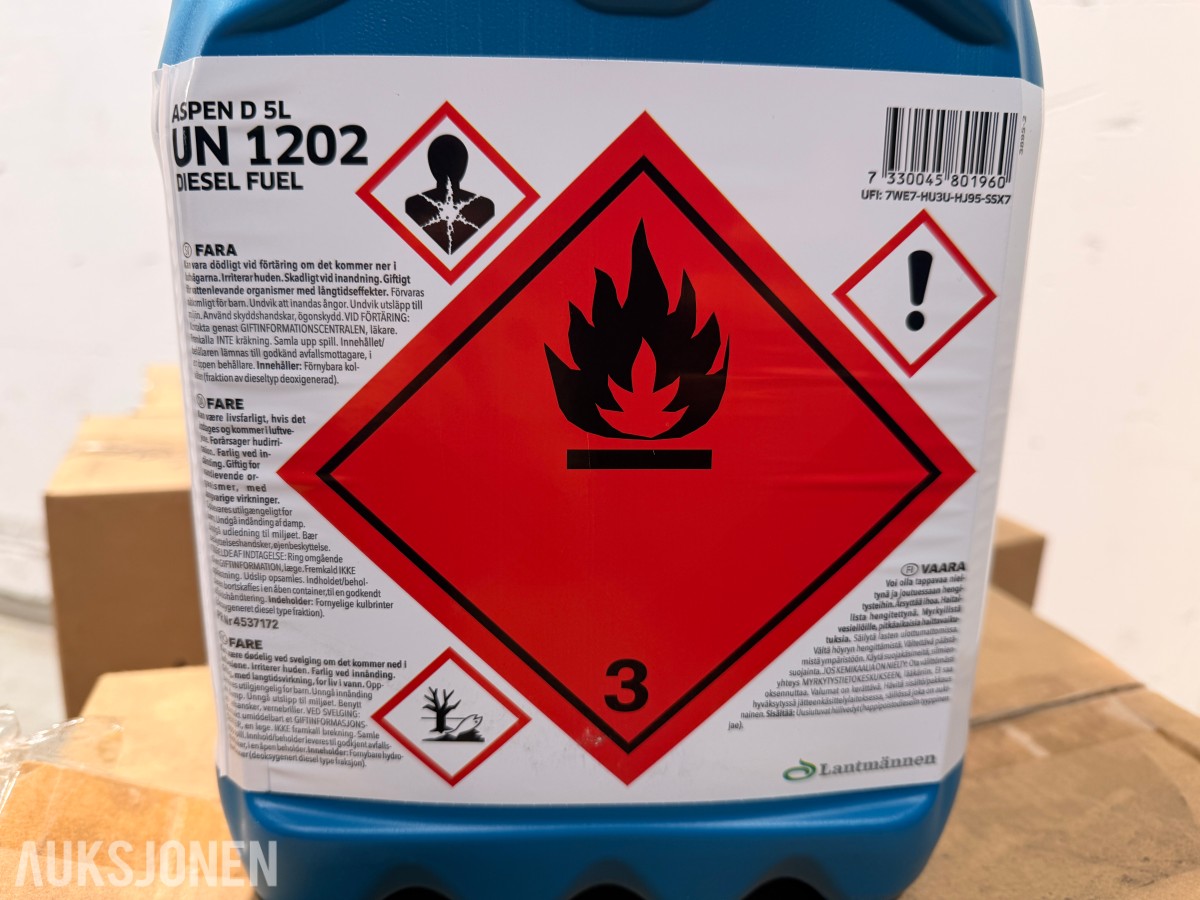 150 liter Aspen D diesel på 30 kanner à 5 L
