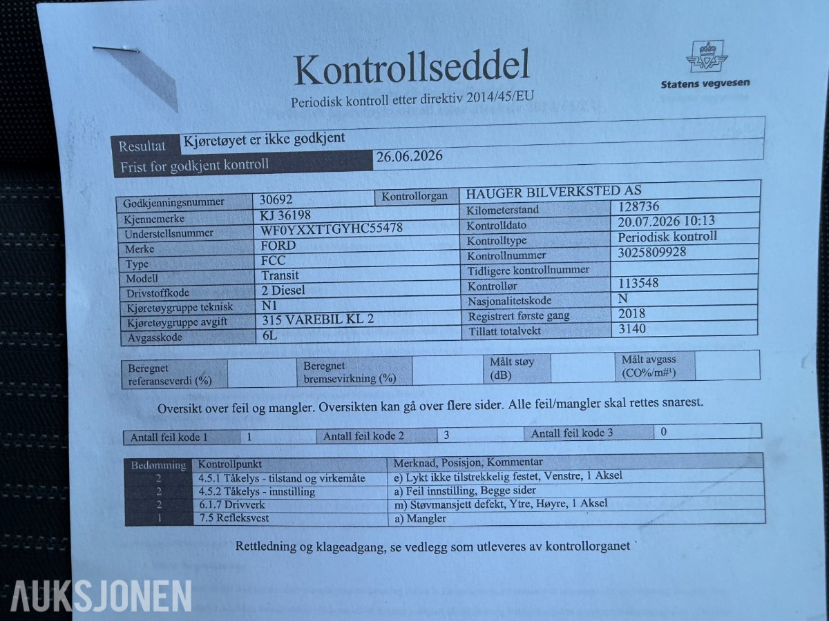 Ford Transit Connect 1.5 diesel automat – 3-seter – 2018 – reparasjonsobjekt