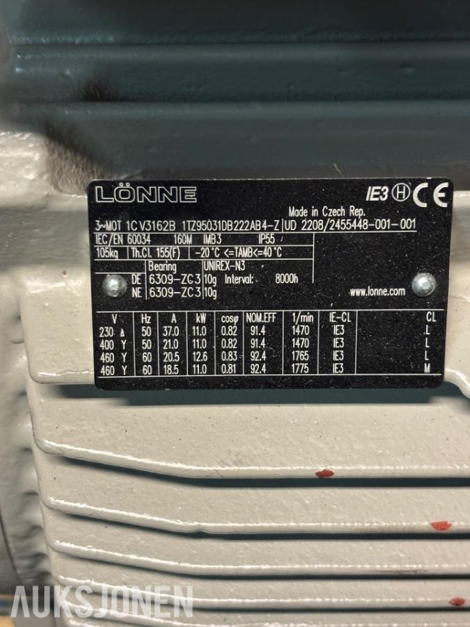 Diverse elektromotorer ABB, FläktWoods, Lönne og ASEA