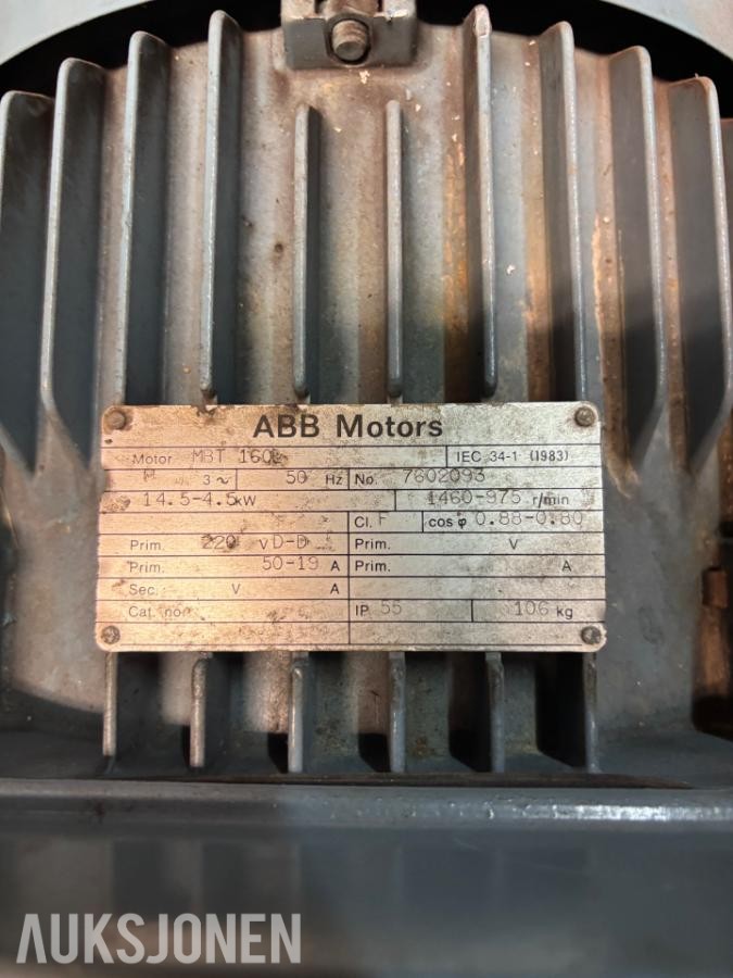 Diverse elektromotorer ABB, FläktWoods, Lönne og ASEA