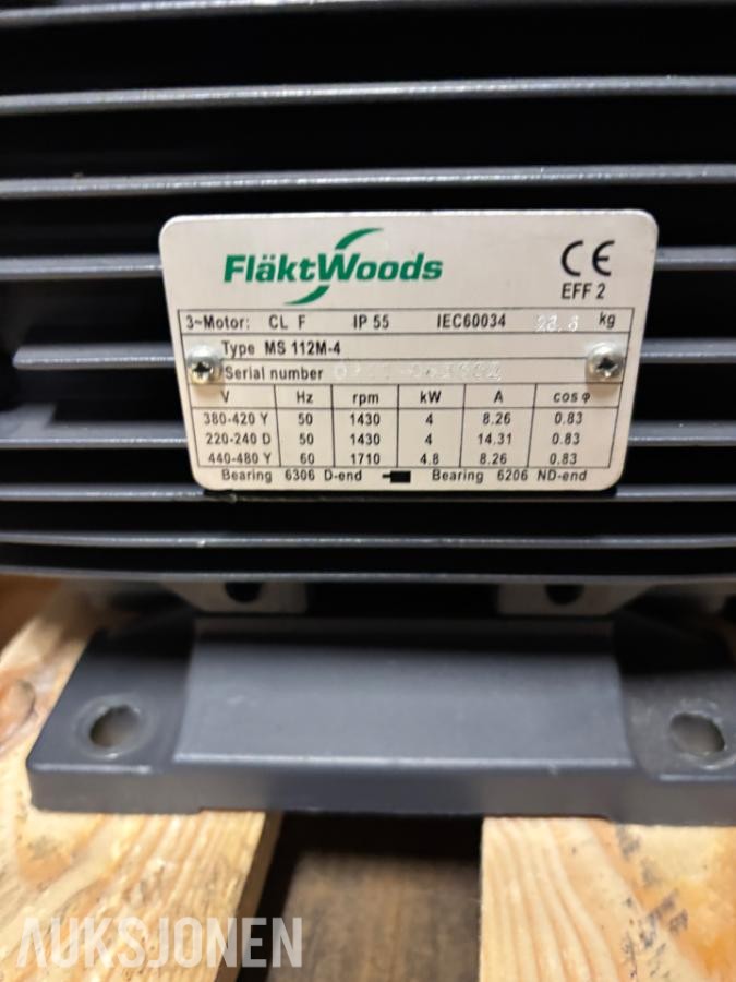 Diverse elektromotorer ABB, FläktWoods, Lönne og ASEA