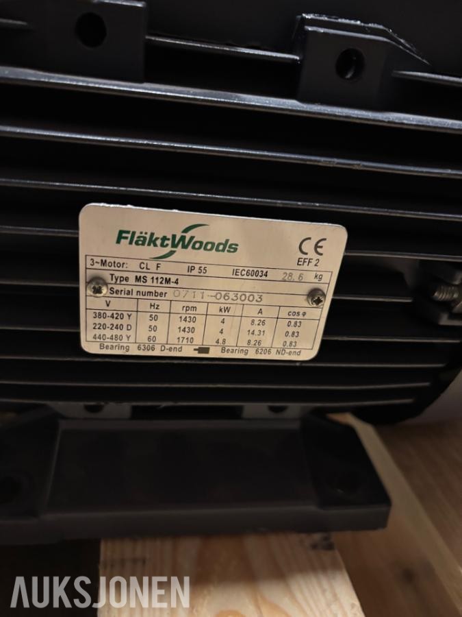 Diverse elektromotorer ABB, FläktWoods, Lönne og ASEA