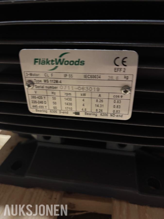 Diverse elektromotorer ABB, FläktWoods, Lönne og ASEA