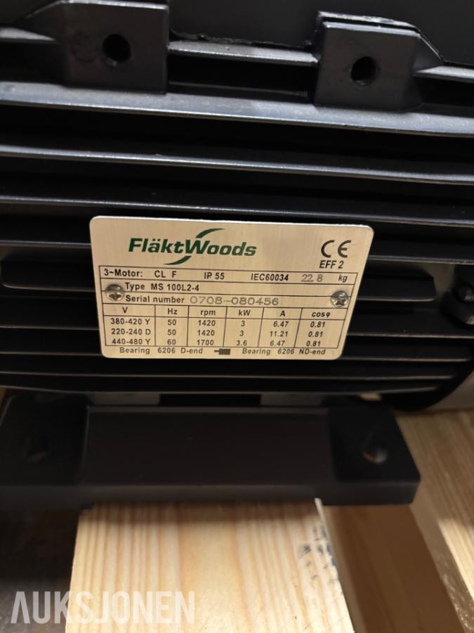 Diverse elektromotorer ABB, FläktWoods, Lönne og ASEA