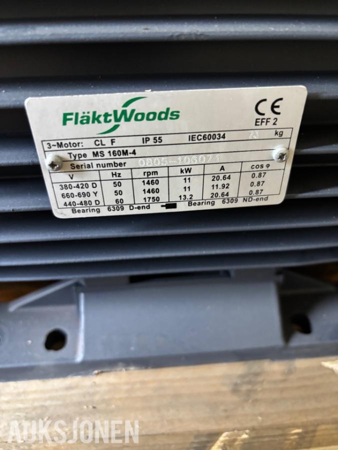 Diverse elektromotorer ABB, FläktWoods, Lönne og ASEA