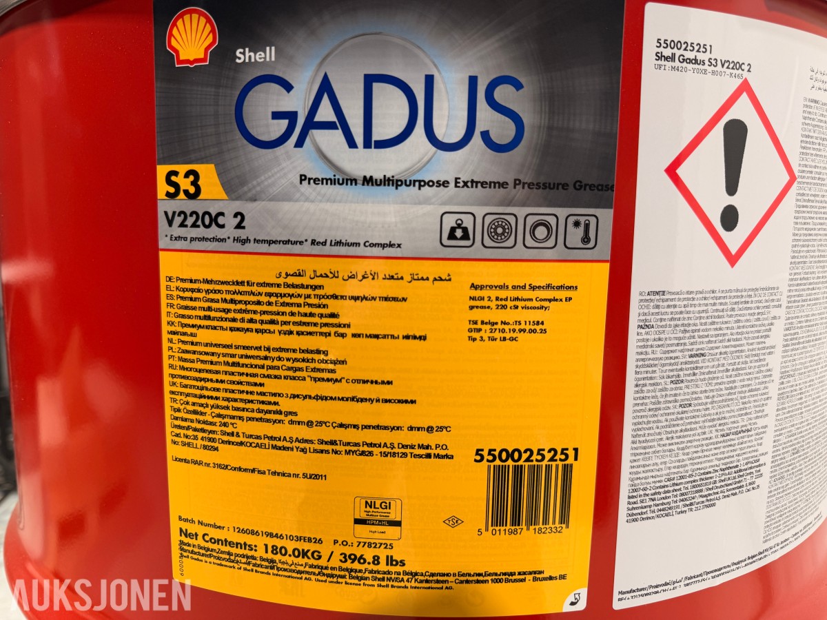 Shell Gadus S3 V220C 2 - høytemperatur smørefett, 180 kg