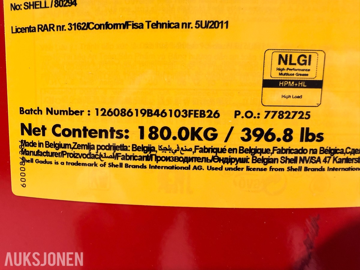 Shell Gadus S3 V220C 2 - høytemperatur smørefett, 180 kg