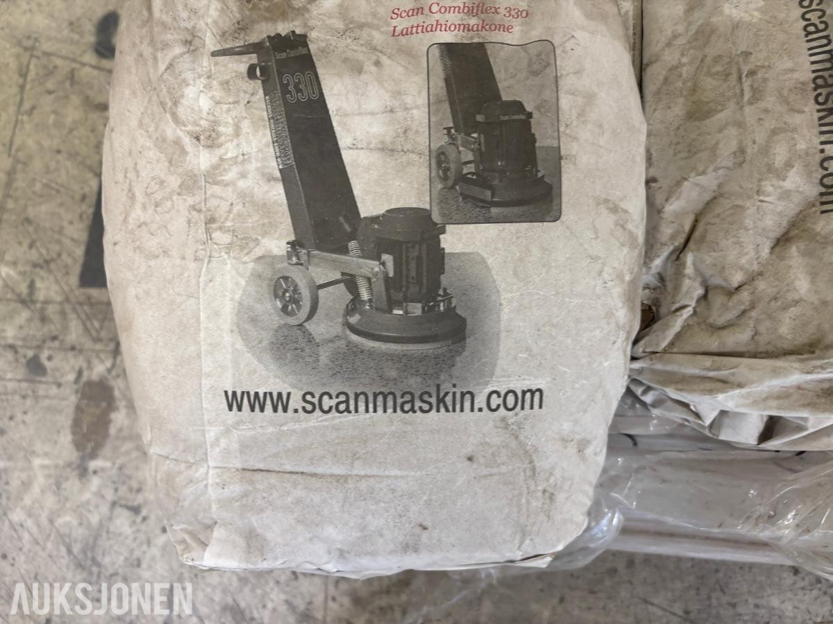 Gulvslipemaskin med slipeskive og ca. 20 sekker Scanmineral