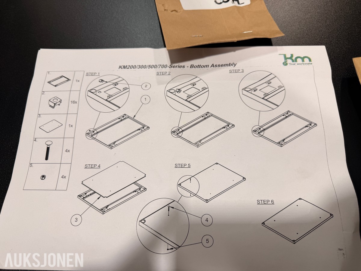 Kongamek plattformvogn med hjul og skyvehåndtak