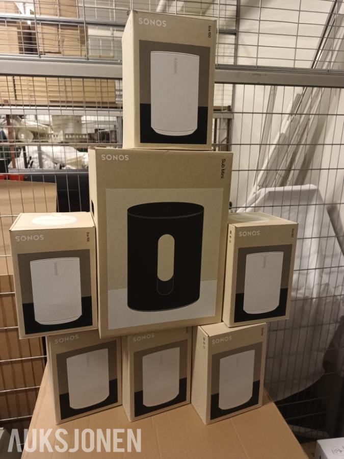 Sonos lydanlegg – 6 stk Era 100 + Sub Mini