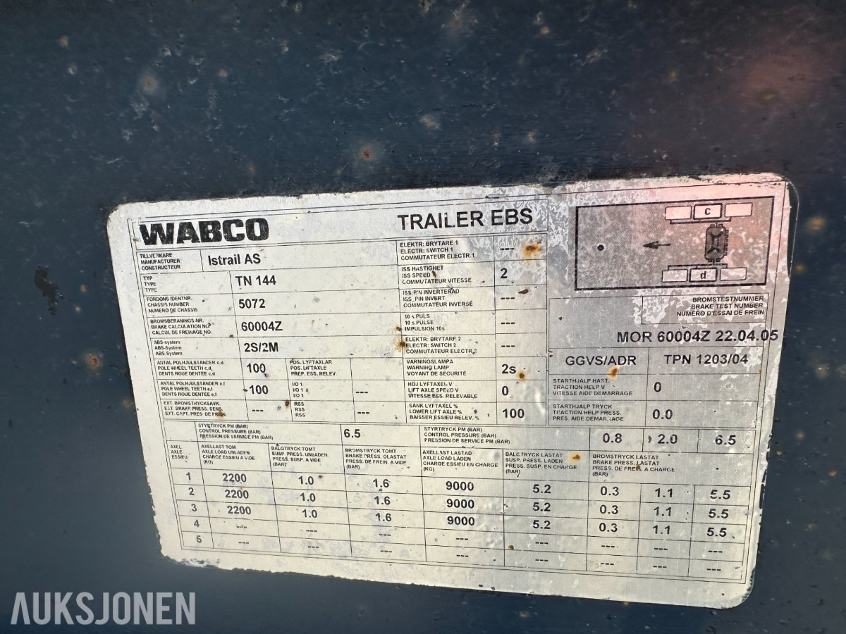 2005 Istrail 3 akslet Dumper tilhenger, 27 000 kg totalvekt