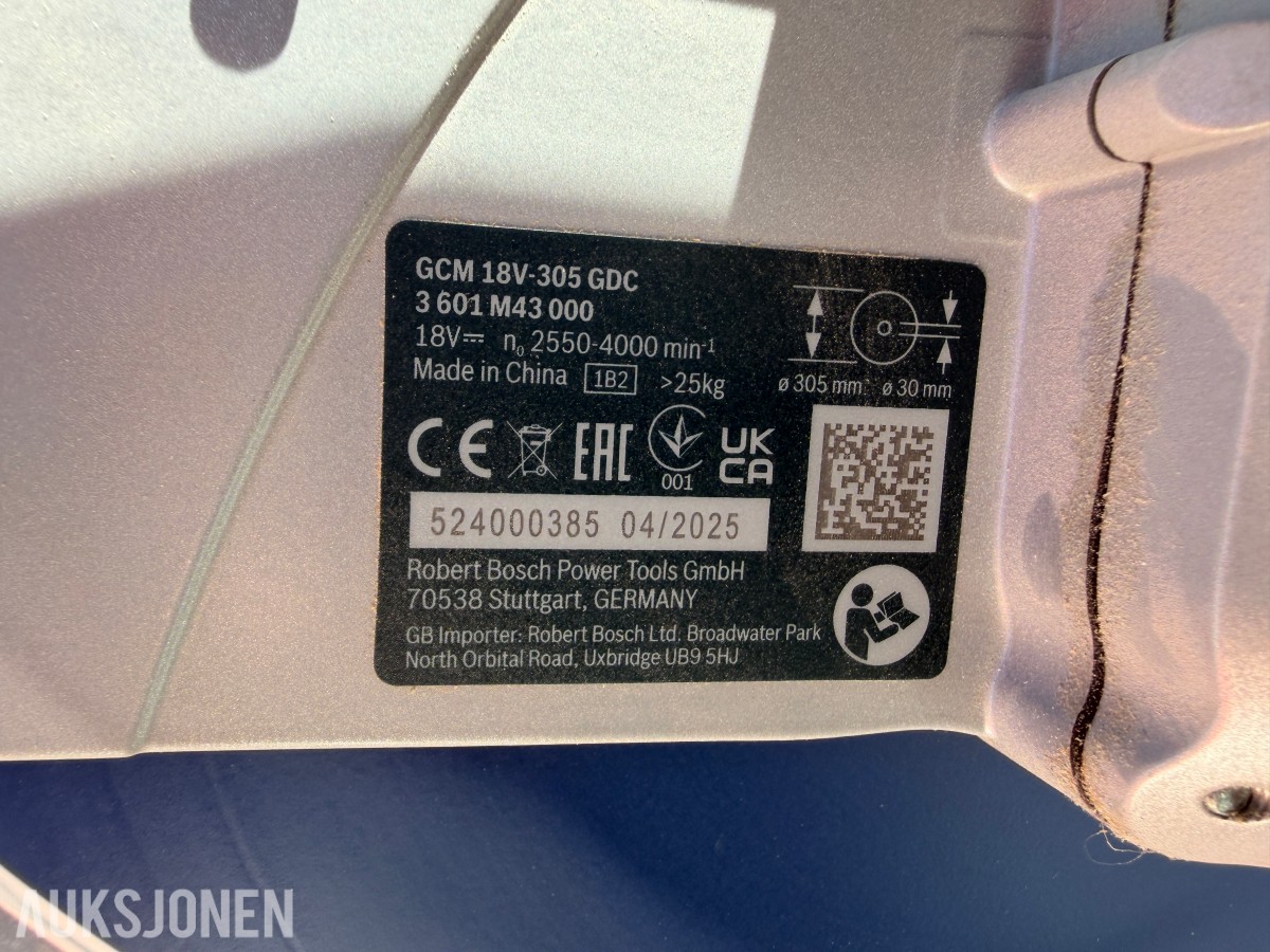 2025 Bosch GCM 18v-305 GDC m/Bord GTA 3800