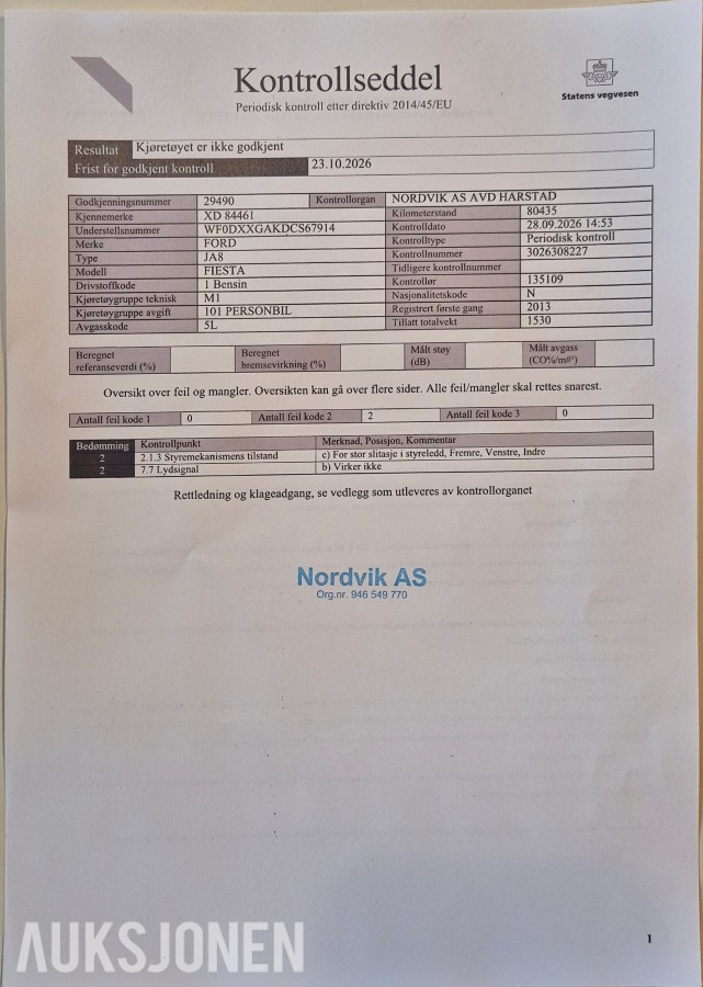2012 Ford FIESTA 1.0-80