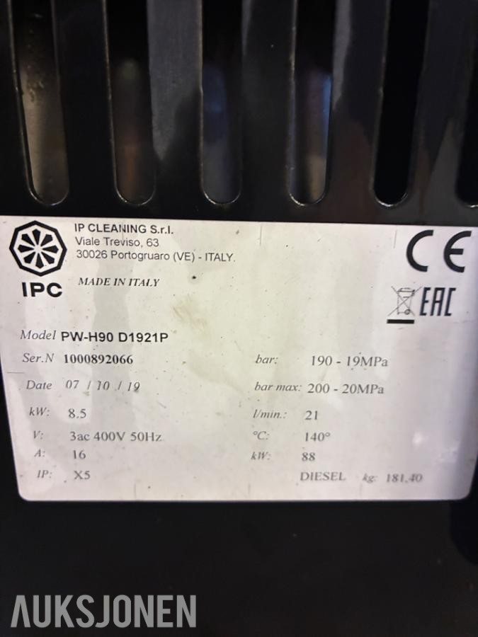 Foma IPC PW-H90 D1921P varmtvannsvasker – 200 bar / 400V