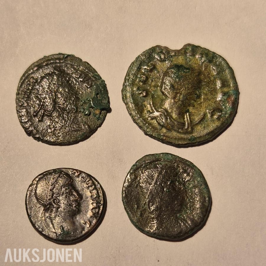 Romerske mynter 4 stk Ca 1700 år gammle *Ingen minstepris*