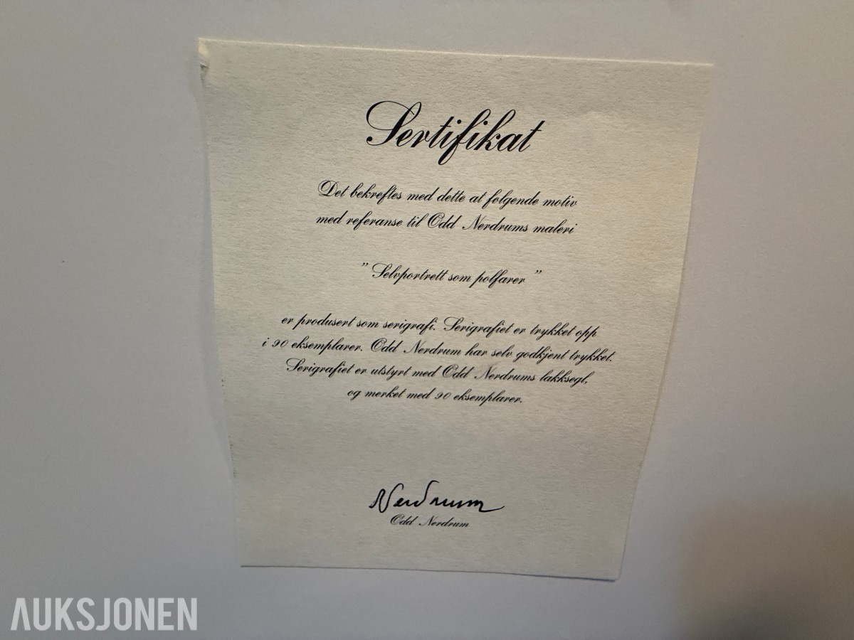 Odd Nerdrum – «Selvportrett som polfarer» – signert serigrafi