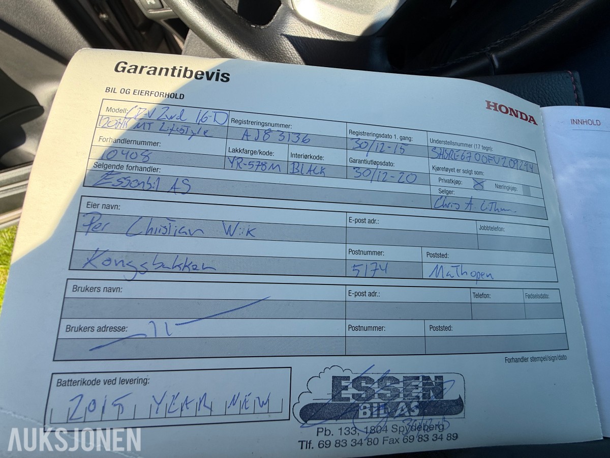 2015 Honda CR-V 1.6-120 D / Servicehefte / H.feste / EU-OK 