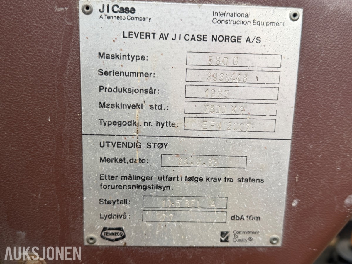 1985 Case 580G traktorgraver
