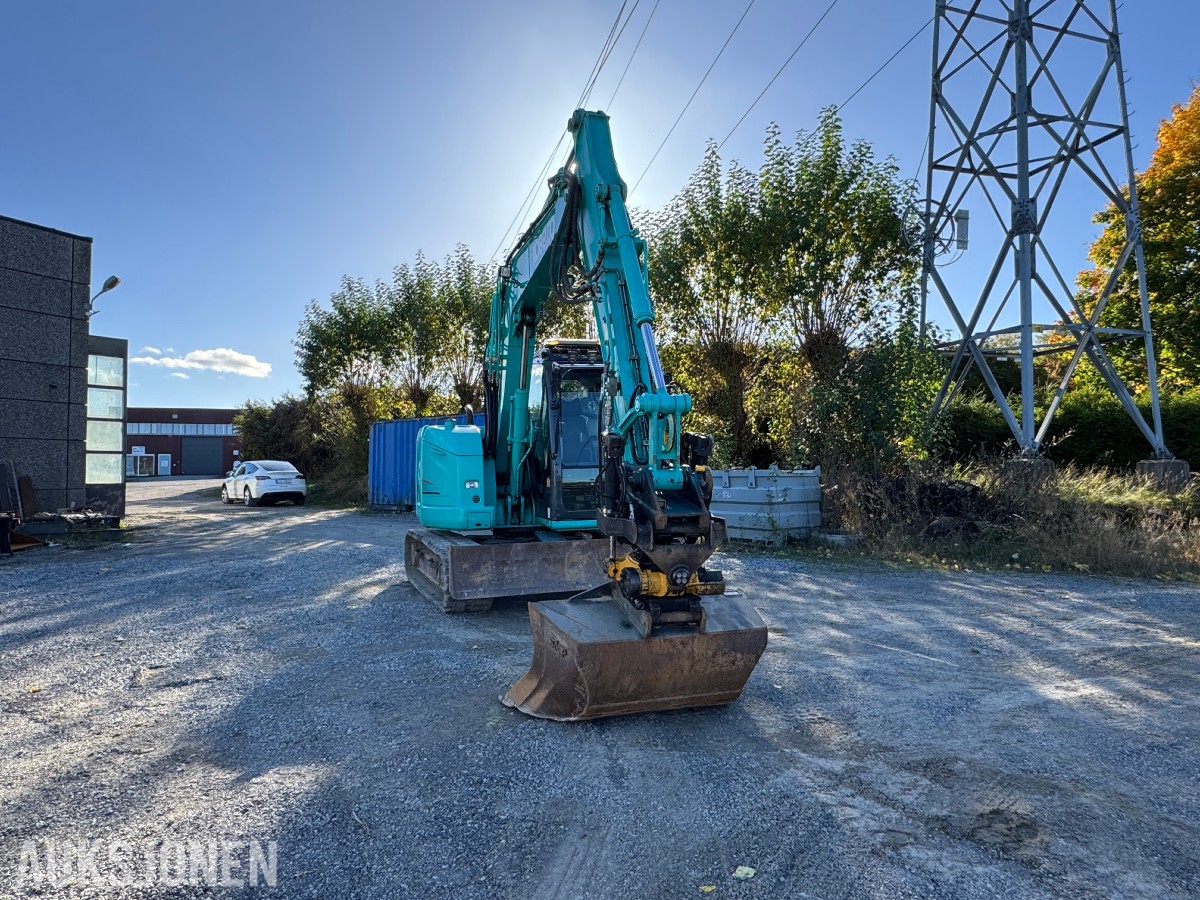 2014 Kobelco SK75SR-3E Gravemaskin, Leica maskinstyring, tiltrotator og skuff
