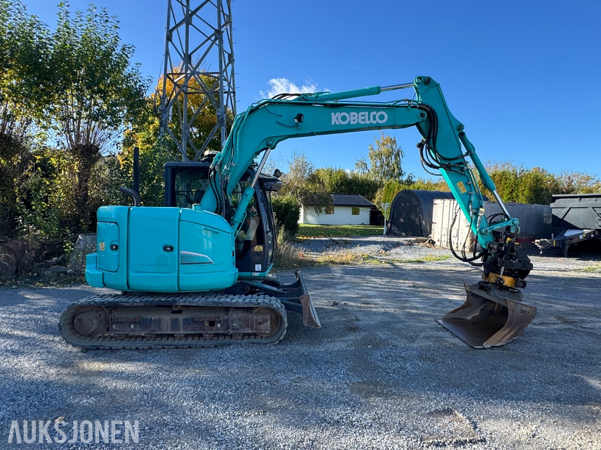 2014 Kobelco SK75SR-3E Gravemaskin, Leica maskinstyring, tiltrotator og skuff