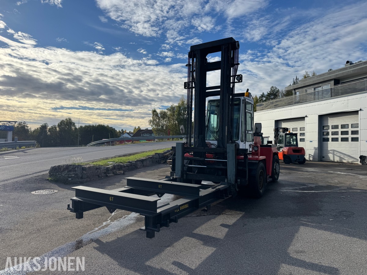 1994 Kalmar DC13,6-EC3 gaffeltruck med løfteåk, sideskift og spreder