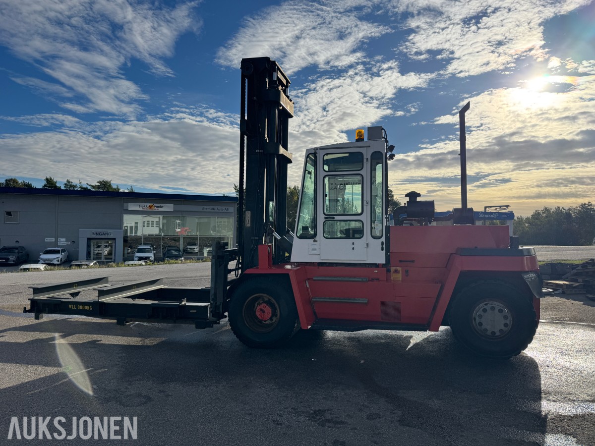 1994 Kalmar DC13,6-EC3 gaffeltruck med løfteåk, sideskift og spreder