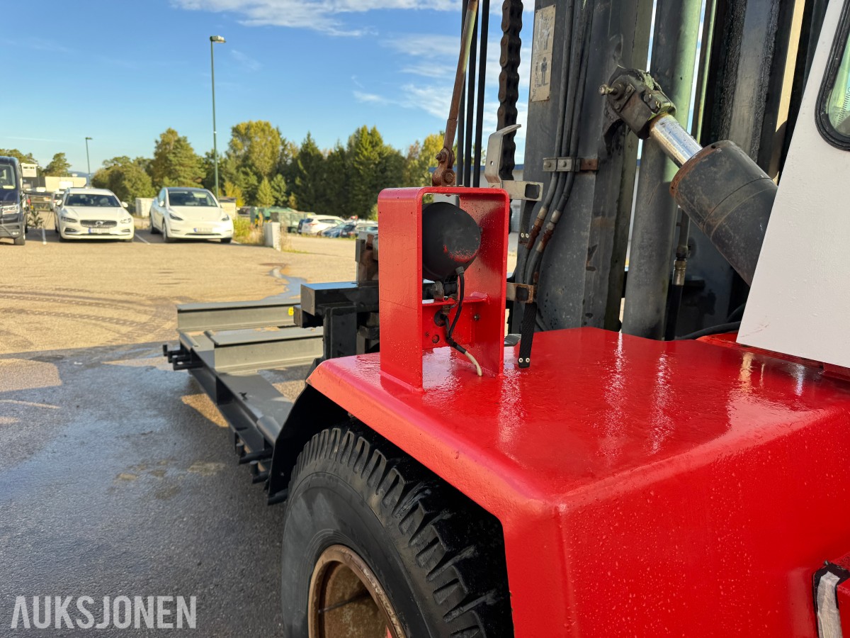 1994 Kalmar DC13,6-EC3 gaffeltruck med løfteåk, sideskift og spreder