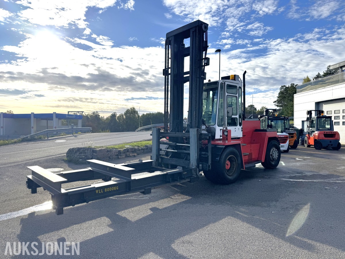 1994 Kalmar DC13,6-EC3 gaffeltruck med løfteåk, sideskift og spreder