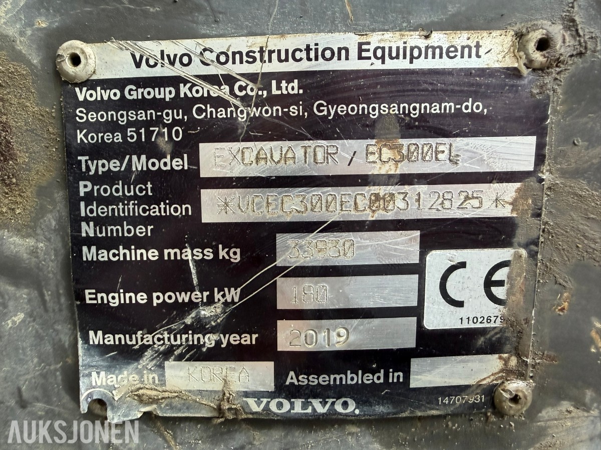 2019 Volvo EC300EL Gravemaskin