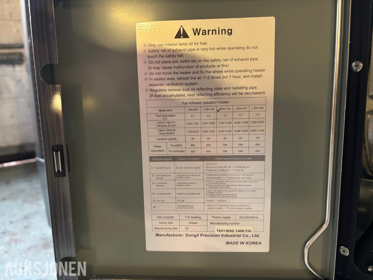 Dieselvarmer THK130 / infrarød varmeovn – transportskadet