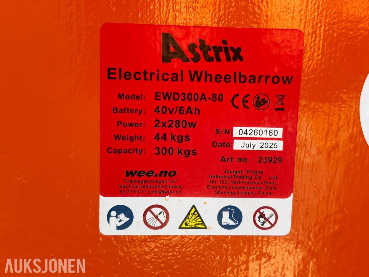 2025 Astrix EWD300A-80 elektrisk trillebåre 300 kg