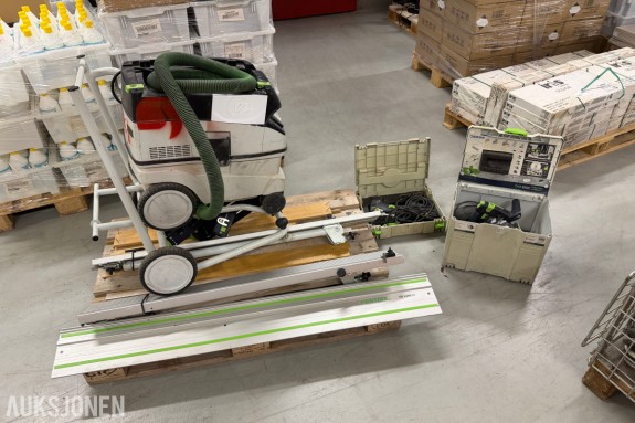Festool verktøy - CTL 26 E støvsuger - TS 55 REBQ-Plus dykksag - PS 300 Q stikksag - FS 1400/2 føringsskinne - Understell med KA-UG-KS120